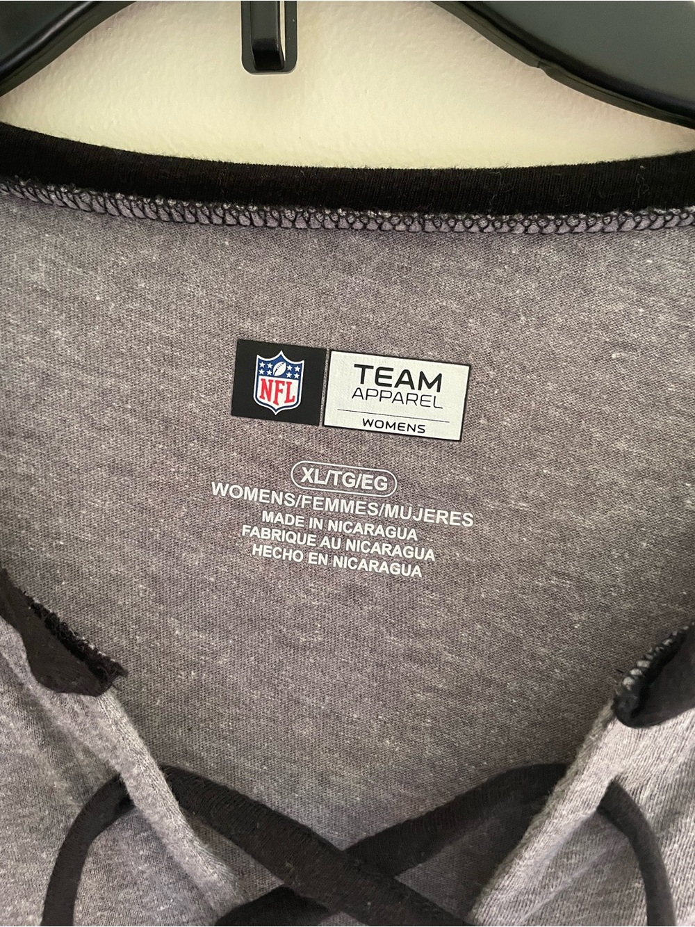 NFL Pittsburgh Steelers Gray Lace-Up Long Sleeve Top with Black & Gold Accents - Picture 2 of 3